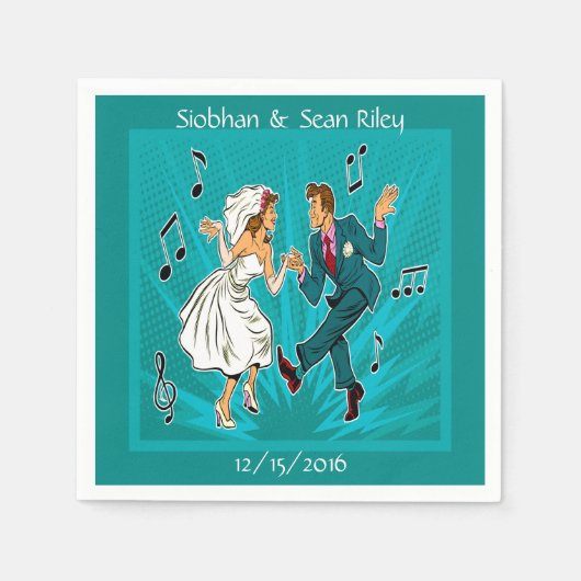 Pop Art Wedle Couple Dancing Napkins Serviette (Vorderseite)