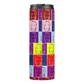 Pop Art weibliche Gesicht Cartoon Thermosbecher (Rückseite)