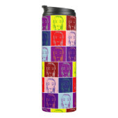 Pop Art weibliche Gesicht Cartoon Thermosbecher (Nach rechts gedreht)