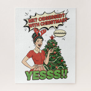 Pop Art "Weihnachten Besessen" Lustiger Feiertag Puzzle