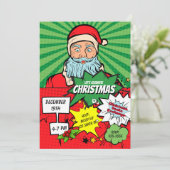 Pop Art Weihnachten Weihnachten Party Comic Einlad Einladung (Stehend Vorderseite)