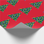 Pop Art Weihnachtsbaum mit Äpfeln & Bananen Geschenkpapier (Ecke)