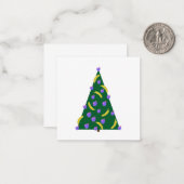 Pop Art Weihnachtsbaum mit Äpfeln & Bananen Mitteilungskarte (Vorderseite/Rückseite Beispiel)