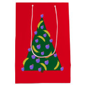 Pop Art Weihnachtsbaum mit Äpfeln & Bananen Mittlere Geschenktüte (Rückseite)