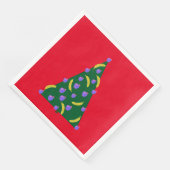 Pop Art Weihnachtsbaum mit Äpfeln & Bananen Rot Serviette (Ecke)