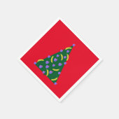 Pop Art Weihnachtsbaum mit Äpfeln & Bananen Rot Serviette (Ecke)