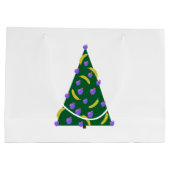Pop Art Weihnachtsbaum mit Äpfeln & Bananen Weiß Große Geschenktüte (Rückseite)