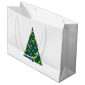 Pop Art Weihnachtsbaum mit Äpfeln & Bananen Weiß Große Geschenktüte (Vorderseite Schrägansicht)