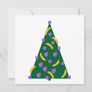 Pop Art Weihnachtsbaum mit Äpfeln und Bananen Feiertagskarte
