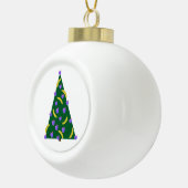 Pop Art Weihnachtsbaum mit Äpfeln und Bananen Keramik Kugel-Ornament (Rechts)