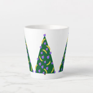 Pop Art Weihnachtsbaum mit Äpfeln und Bananen Milchtasse