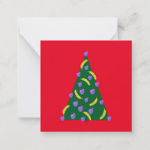 Pop-Art-Weihnachtsbaum mit Äpfeln und Bananen Rot