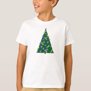 Pop Art Weihnachtsbaum mit Äpfeln und Bananen T T-Shirt