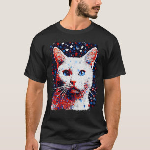 Pop Art Weiße Katze Amerika USA T-Shirt