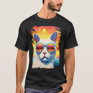 Pop Art Weiße Katze Hawaiian T-Shirt