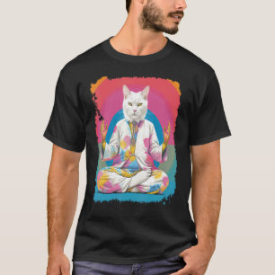 Pop-Art Weiße Katze Meditation Yoga T-Shirt