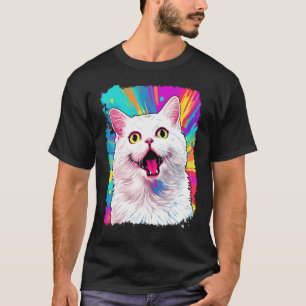 Pop-Art-Weiße Katze T-Shirt