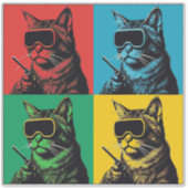 Pop Art Welding Cat Sticker - Cool Retro Welder Ca (Vorderseite)