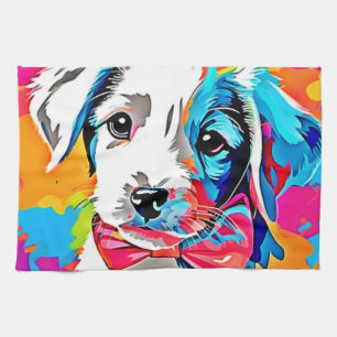 Pop-Art-Welpe Geschirrtuch