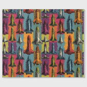 Pop-Art-Weltraum-Shuttle-Muster-Geschenkpapier Geschenkpapier (Flach)