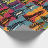 Pop-Art-Weltraum-Shuttle-Muster-Geschenkpapier Geschenkpapier (Ecke)