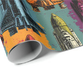 Pop-Art-Weltraum-Shuttle-Muster-Geschenkpapier Geschenkpapier (Rolleneckpunkt)