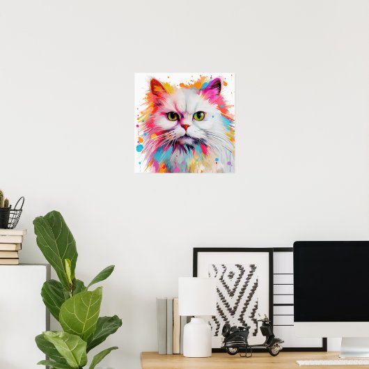 Pop Art White Persian Poster (Heimbüro)
