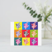 Pop Art White Rabbit Postkarte (Stehend Vorderseite)