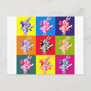 Pop Art White Rabbit Postkarte