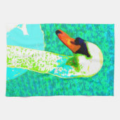 Pop Art White Swan Head Geschirrtuch (Horizontal)