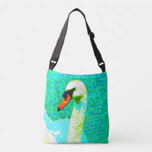 Pop Art White Swan Head Tragetaschen Mit Langen Trägern