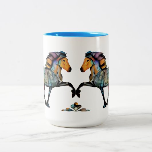 Pop Art Wild färbt isländisches Pferd Zweifarbige Tasse (Mittel)