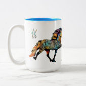 Pop Art Wild färbt isländisches Pferd Zweifarbige Tasse (Links)