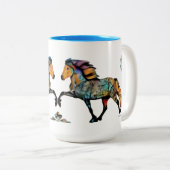 Pop Art Wild färbt isländisches Pferd Zweifarbige Tasse (VorderseiteRechts)