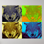 Pop Art Wild Wolf im Schnee Kunstwerk Poster druck (Vorne)
