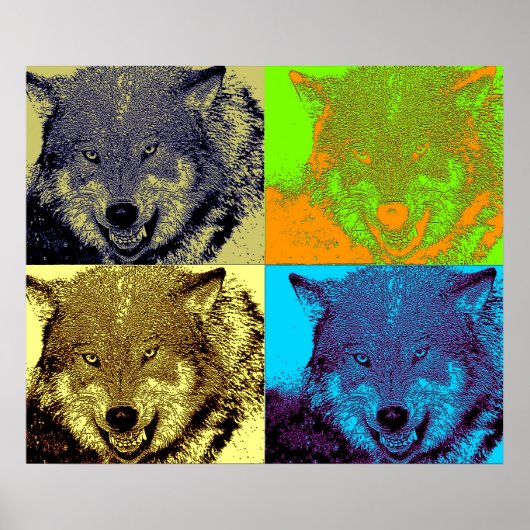 Pop Art Wild Wolf im Schnee Kunstwerk Poster druck (Vorne)