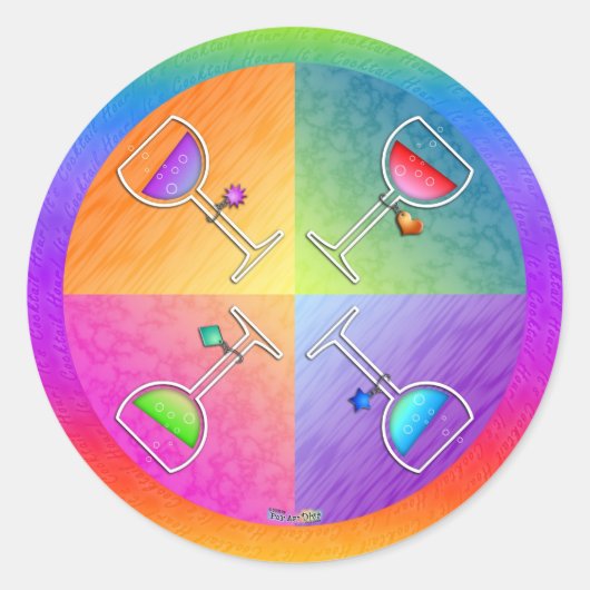 Pop Art Wine Round Sticker (Vorderseite)