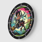 Pop Art Witween Halloween Große Wanduhr (Winkel)