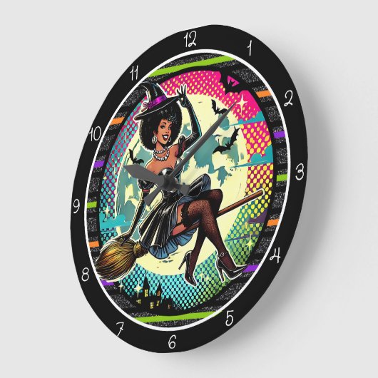 Pop Art Witween Halloween Große Wanduhr (Winkel)