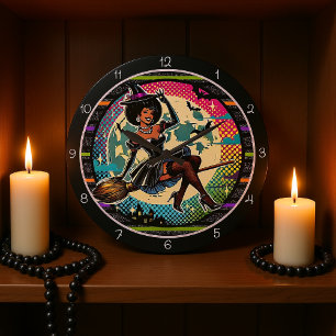 Pop Art Witween Halloween Große Wanduhr