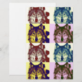 Pop Art Wolf Briefpapier (Vorne/Hinten)