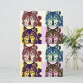 Pop Art Wolf Briefpapier (Stehend Vorderseite)
