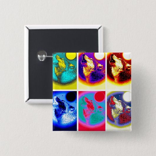 Pop Art Wolf Button (Vorne & Hinten)