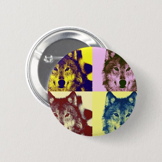 Pop Art Wolf Button (Vorne & Hinten)