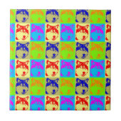 Pop Art Wolf Eyes Fliese (Vorderseite)