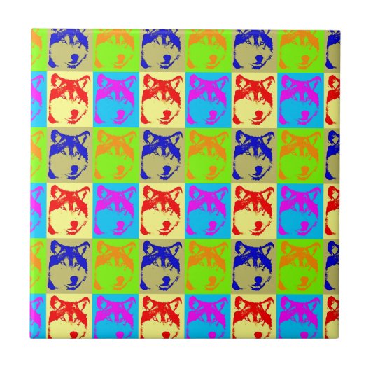 Pop Art Wolf Eyes Fliese (Vorderseite)