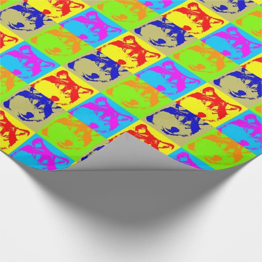 Pop Art Wolf Eyes Geschenkpapier (Ecke)
