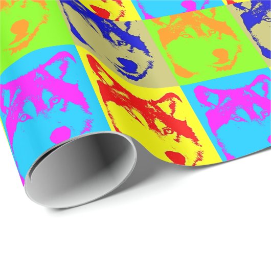 Pop Art Wolf Eyes Geschenkpapier (Rolleneckpunkt)