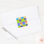 Pop Art Wolf Eyes Quadratischer Aufkleber (Umschlag)