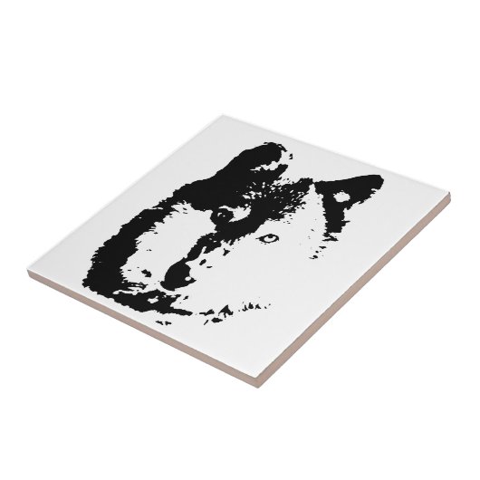 Pop Art Wolf Fliese (Seite)